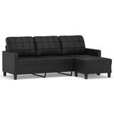 thumbnail of vidaXL 3-Sitzer-Sofa mit Hocker Schwarz 180 cm Kunstleder