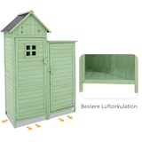 thumbnail of Merax Gerätehaus Gartenschrank Geräteschuppen Geräteschrank，118 x 54 x 173 cm, auch für kleine Gärten geeignet, Grünes, PVC-Dach