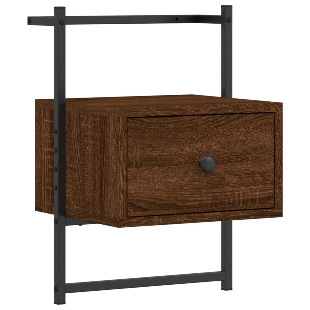Table de chevet murale chêne brun 35x30x51 cm bois d'ingénierie – Modèle Modern Wood
