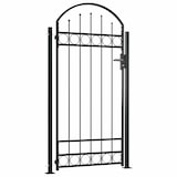 thumbnail of vidaXL Zauntor mit gewölbter Spitze und 2 Pfosten 105x204 cm Schwarz