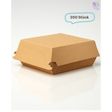 thumbnail of Hamburger-Box klein 300 Stk, to go, take away, biologisch abbaubar, natürliches Design, weiße Innenschicht