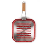 thumbnail of Excelsa plancha Grill 26x26 cm con mango de madera plegable de aluminio antiadherente efecto piedra