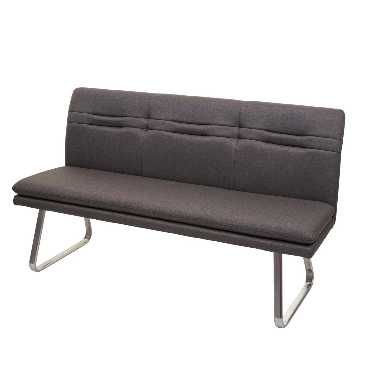 Sitzbank | HxBxT 90x160x59cm | Sitzhöhe 49cm | Rückenlehne Stoff/Textil Edelstahl gebürstet | Grau-Braun 160cm | Esszimmerbank Bank Polsterbank