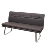 thumbnail of Sitzbank | HxBxT 90x160x59cm | Sitzhöhe 49cm | Rückenlehne Stoff/Textil Edelstahl gebürstet | Grau-Braun 160cm | Esszimmerbank Bank Polsterbank