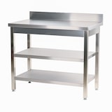 thumbnail of Romux® Edelstahltisch für Gastronomie zur Wandmontage mit 2 Regalböden 1600x700x850 mm Zerlegbar | Arbeitstisch aus Edelstahl Korrosionsbeständig