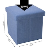 thumbnail of Intirilife Faltbarer Sitzhocker 38x38x38 cm in MEER BLAU - Sitzwürfel Fußhocker mit Stauraum und Deckel aus Stoff in Leinen Optik
