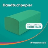 thumbnail of Inoverse Papierhandtücher 5.000 Blatt, Falthandtücher, Papiertücher, Einweghandtücher, Handtuchpapier ZZ-falz, 25x23 cm, Grün