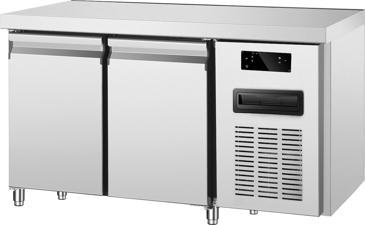 Kühltisch 2-türig Edelstahl gekühlt 0 +8 °C 136x70x85h cm tropentauglich
