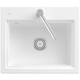 thumbnail of Villeroy&Boch Keramik-Spülbecken mit Handbetätigung, Subway Style 60 S flat Weiß Alpin 580x490mm, inkl. Abtropfgitter