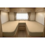 thumbnail of Jersey Spannbettlaken für Wohnmobile Heckbett 3-teilig 2 Längsbetten + 1 Mittelteil Sand