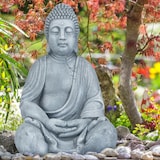thumbnail of Relaxdays XL Buddha Figur sitzend, 50 cm hoch, Feng Shui, Outdoor, Garten Dekofigur, große Zen Buddha Statue, hellgrau