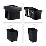 thumbnail of Relaxdays Einbaumülleimer 3-fach, ausziehbar, Küchenmülleimer für Unterschrank, 15l & 2x 8l, 35,1x34,3x48 cm, schwarz