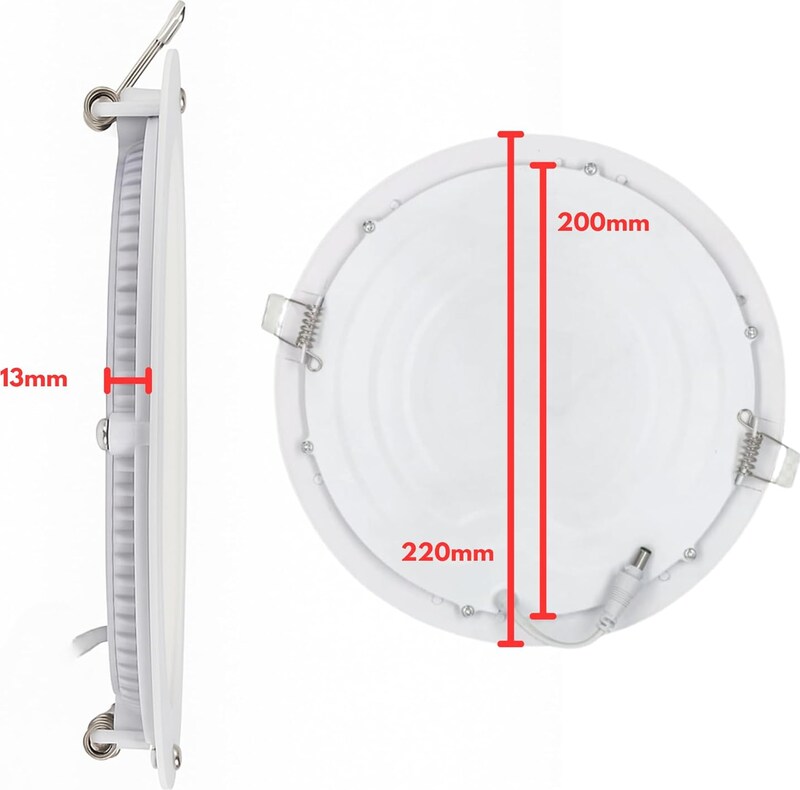 Jandei - 5x Downlight LED 18W Redondo Plano De Empotrar Luz Blanca Fría ...