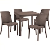 thumbnail of Conjunto de 4 sillas con mesa cuadrada de ratán marrón.