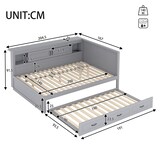 thumbnail of Schlafsofa 140x200 mit ausziehbarem Bett, LED-Beleuchtung, Stauraum, Steckdose und USB-Anschluss, platzsparend, modernes Design, Grau