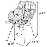 thumbnail of 6er-Set Esszimmerstuhl HWC-P17, Küchenstuhl Korbstuhl Rattansessel Rattanstuhl Stuhl, Kubu Rattan Metall ~ Polster grün