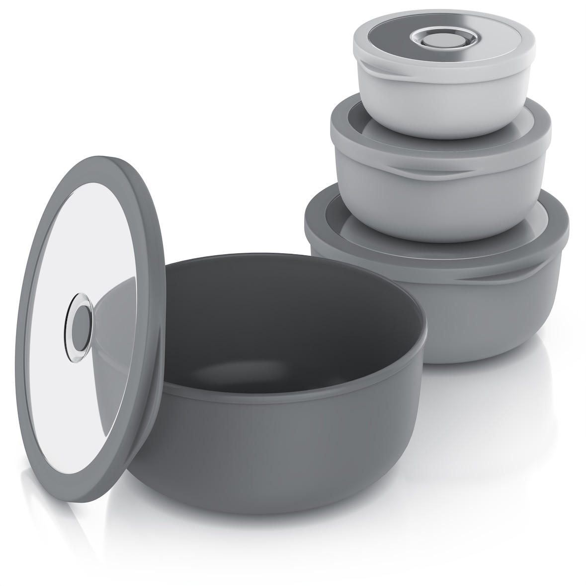 Arendo Rührschüssel Set 4 teilig, Kunststoff, BPA frei, mikrowellengeeignet