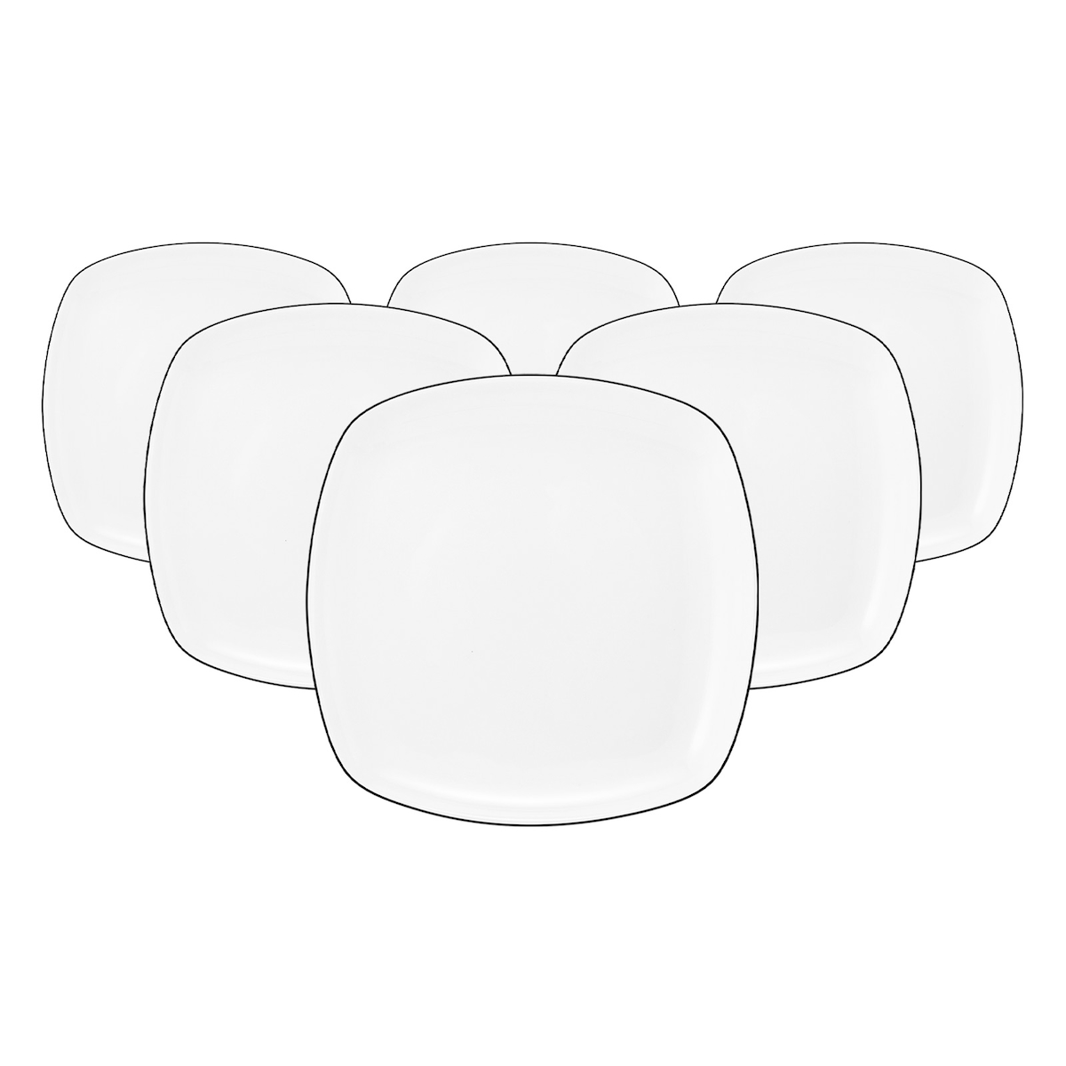 Seltmann Weiden Lido Black Line Brotteller eckig ø 17,5 cm 6er Set