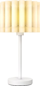 thumbnail of Tischlampe mit Wellen-Lampenschirm E27 Weiß 25x25x49 cm mit Knopfschalter am 1,5 m Kabel, Retro Look, sanftes Licht für Wohn und Schlafbereich
