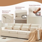 thumbnail of Merax 4-Sitzer-Sofa aus Leinenstoff, mit Armlehnentaschen und 4 Kissen, Sofa im einfachen Stil, geeignet für Wohnzimmer, Wohnung und Büro, Beige