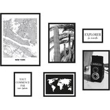 thumbnail of Juego de 6 marcos negro de madera MDF, cristal acrílico, para colgar, incluye accesorios