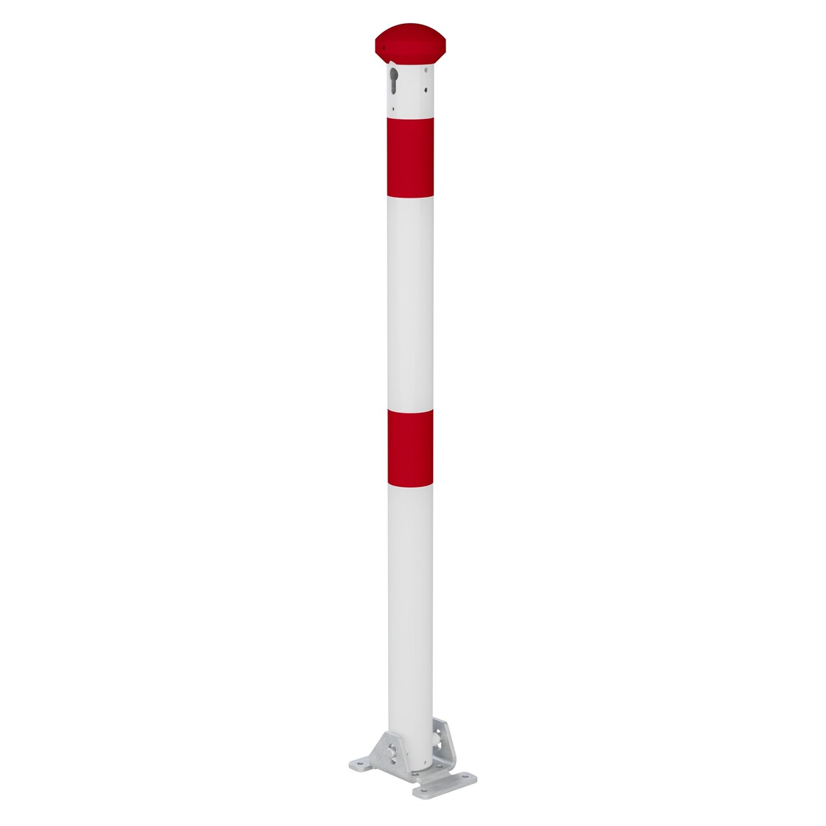 Alberts 690359 Absperrpfosten Grünenthal, zum Aufschrauben, umlegbar, weiß, Pfosten-Ø 60 mm, Höhe über Boden 100 cm