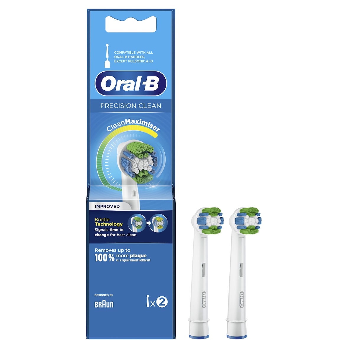 Oral-B Precision Clean 80338441 Elektrischer Zahnbürstenkopf 2 Stück(e) Blau, Grün, Weiß