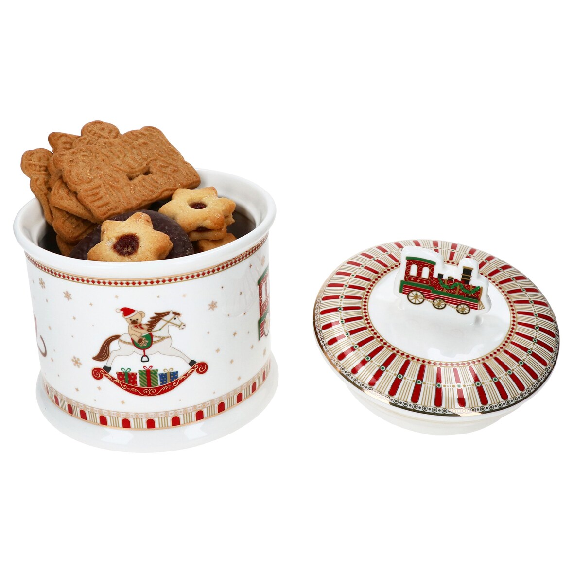 Keksdose Polar Train rund H16,5cm Porzellan Gebäckdose Aufbewahrung Weihnachten