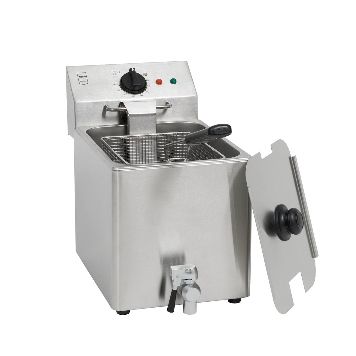 METRO PROFESSIONAL Friteuse GDF3008, roestvrij staal, 26 x 47 x 39 cm, 8 L, 3250 W, met aftapkraan, zilver