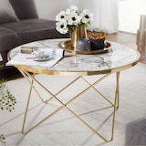 thumbnail of FineBuy Design Couchtisch Marmor Optik Weiß Ø 85 cm Gold Wohnzimmertisch Rund