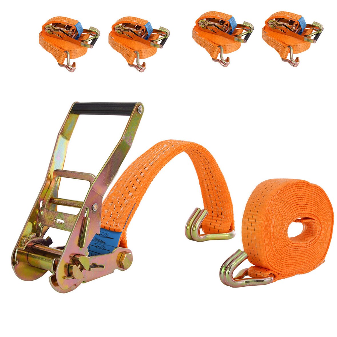 4x Spanngurt mit Ratsche Zurrgurt 6m 3000kg 3to 2-tlg. 35mm TÜV / GS orange