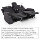thumbnail of Kinosessel, 2er-Fernsehsessel mit Relaxfunktion, mechanisch mit Liegefunktion Easy-Lift, für 2 Personen, Kunstleder in Schwarz, Raburg Flix