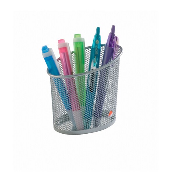 ALBA Pot à crayons en métal argenté MESHCUP M