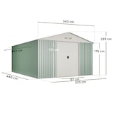 thumbnail of Hoggar - Caseta Metálica Jardín 15,5m2 Anjala - 4 Rejillas - Verde y Beige - Puerta Corredera Doble - Techo Dos Aguas - Cobertizo Metal Almacenaje