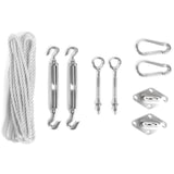 thumbnail of Kit de fixation, 2 tendeurs, 2 pitons à visser, 2 pontets sur platine, 2 mousquetons, corde en nylon