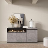 thumbnail of Sideboard, Schrank, Buffet, Ablage, 157x35x75cm, Schlafzimmer, Elektrischer Kamin, Schubladen, Frisiertisch, Zementgrau _ 444_11