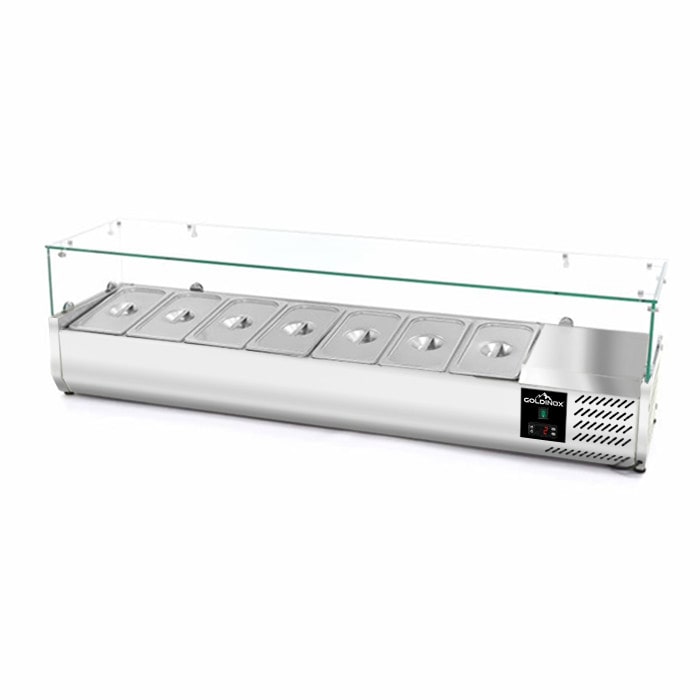Vetrina refrigerata per ingredienti 1600x395mm (7x GN1/3) PREMIUM - GOLDINOX
