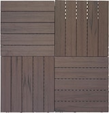 thumbnail of WPC Bodenfliese HWC-E20, Holzoptik Balkon/Terrasse, 3D-Struktur linear ~ 4x je 50x50cm = 1qm, geprägt grau-braun
