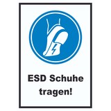 thumbnail of ESD Schuhe tragen Schild Fußschutz gegen elektrostatische Aufladung A3 Rückseite selbstklebend