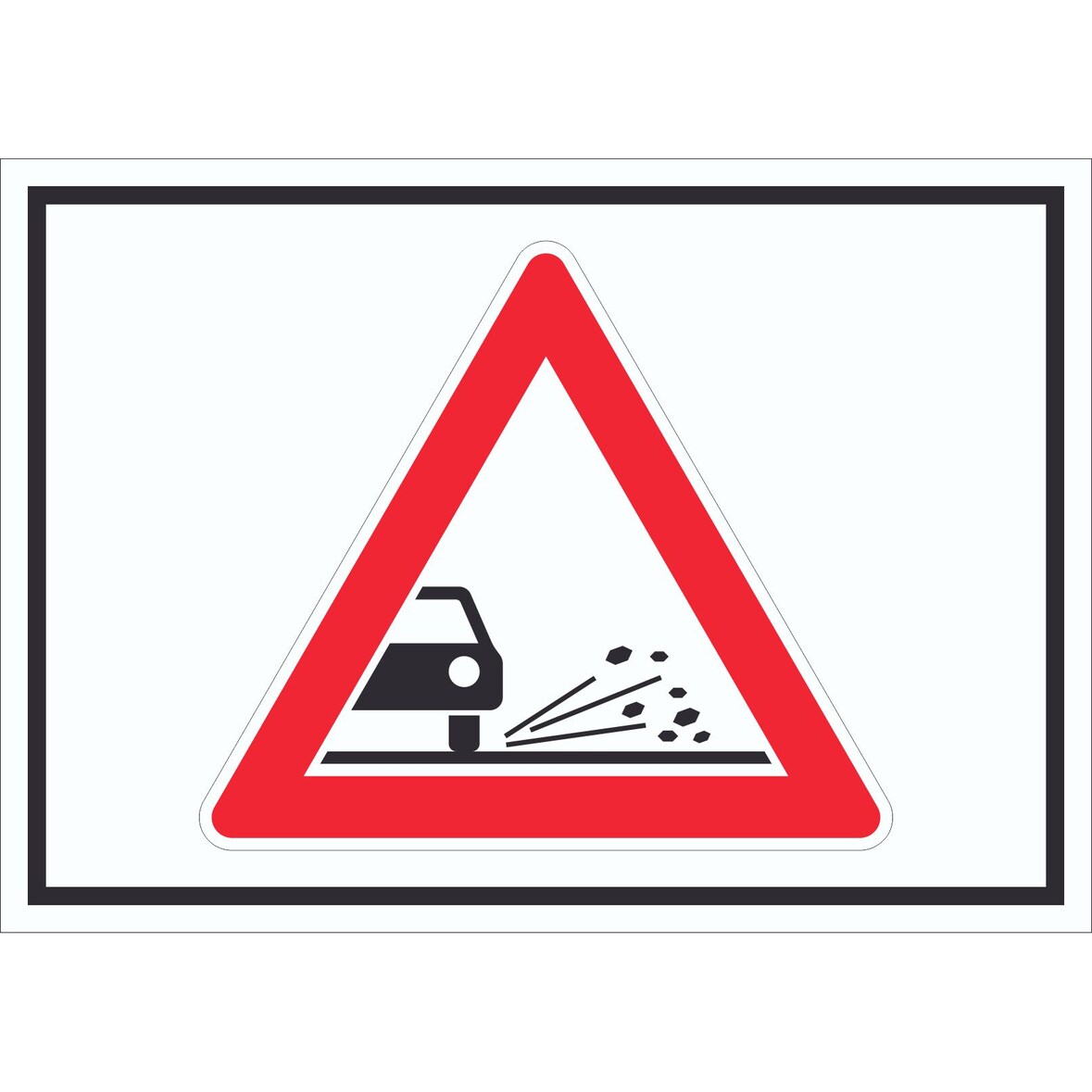 Schild Achtung Splitt Schotter Symbol A0 Rückseite selbstklebend