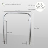 thumbnail of Fahrradanlehnbügel 115 x 99 cm Stahl feuerverzinkt Ø 49 mm grau Einbetonieren Fahrradständer Parker Typ U
