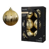thumbnail of 6 Weihnachtskugeln Kunststoff 8cm bruchsicher geriffelte Christbaumkugeln Rillen Weihnachtsbaumkugeln Christbaumschmuck Weihnachtsbaumschmuck Hellgold