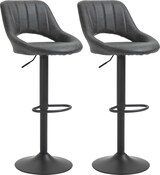 thumbnail of Barhocker Set 2 Stück drehbar höhenverstellbar mit Fußstütze Metallfuß Grau 44x49x110 cm Kunstleder Vintage