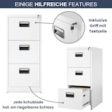 thumbnail of Hängeregisterschrank abschließbar TION - 3 Schubladen mit Schloss | Aktenschrank Büroschrank aus Stahl Metallschrank, 102x46x62cm Weiß
