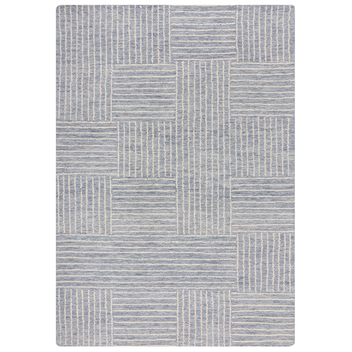 Teppich aus Wolle handgetuftet | Abstraktes Karomuster | Strapazierfähig & Naturfaser | Für Fußbodenheizung | 200x290cm
