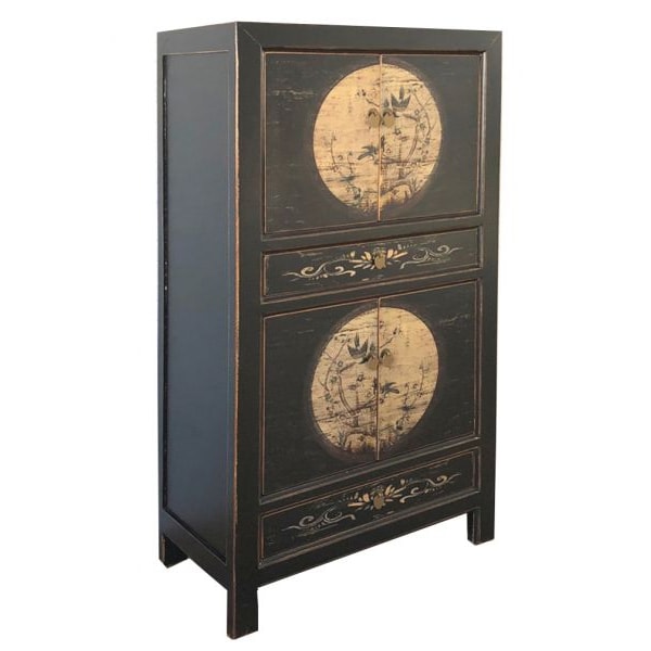 OPIUM OUTLET mobile cassettiera credenza armadio matrimonio 33723-7 "LesNoirs" nero vintage asiatico cinese orientale