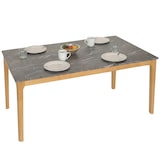 thumbnail of Mesa de sala de jantar HWC-M55, mesa de jantar, madeira maciça HDF laminado melamina 135x80cm, aspeto mármore/pedra, pernas de cor clara