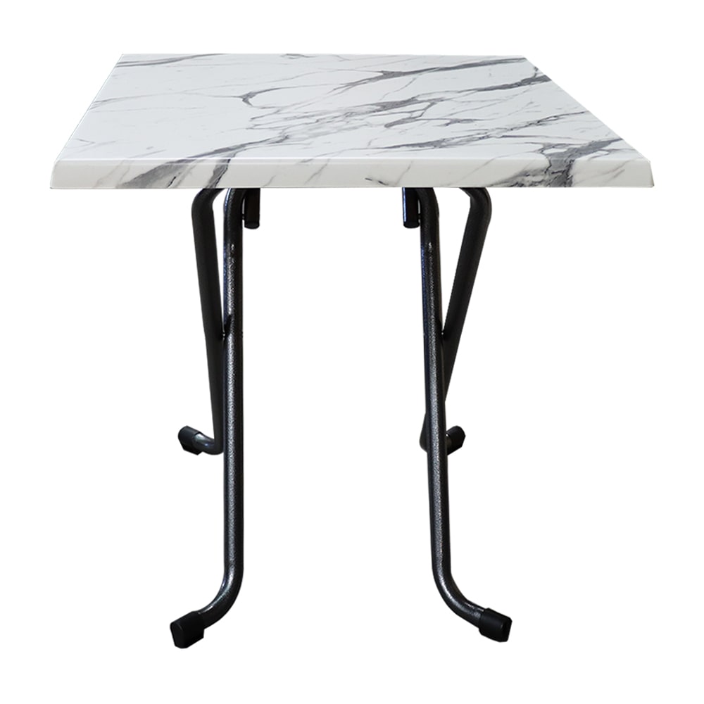 Stamp Reverdy Table variation 110x70 cm stratifié moulé décor marbre blanc 5657/pied gris martelé