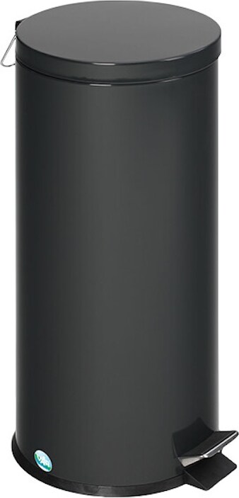 PROREGAL Robuster Tretabfallsammler mit Fußpedal & Inneneimer mit Griff | 30 Liter, HxBxT 64x29x29cm | Verzinkter Stahl | Anthrazit | Mülleimer