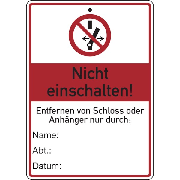 Wartungsanhänger, Nicht einschalten!, 148 x 105 mm, Kunststoff - 105x148x1.5 mm Kunststoff